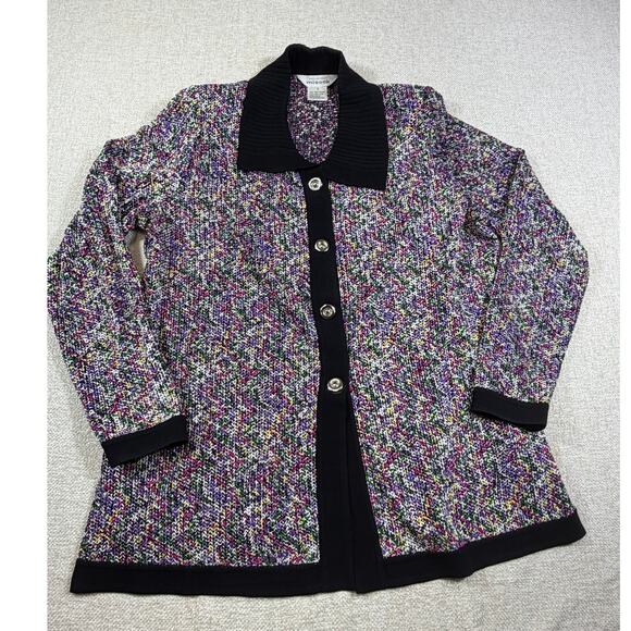 Exclusively Misook Women’s L Multicolor Long Sleeve Button Front Sweater Luxury - Picture 1 of 8